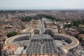 top view of vatican place in cityscape, italy, rome