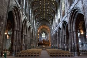 gothic interior of Chester cathedral, uk, england