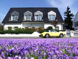 car at luxury villa, germany, düsseldorf