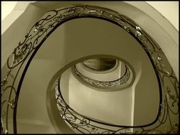 ornamental wrought iron fence of spiral staircase, germany, berlin