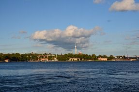 distant view of summer coast, sweden, stockholm