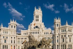 Beautiful marble sculpture at Cybele Palace, City Hall, spain, madrid