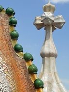 picturesque roof of casa batllo by gaudi, fragment, spain, barcelona