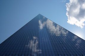 low angle view of world trade center skyscraper at sky, usa, new york city