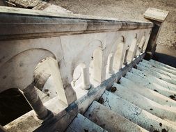 old stone stairs with balustrade