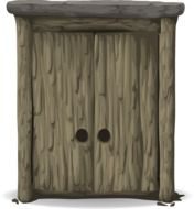 wooden entrance door at white background