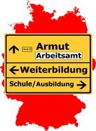 germany map, yellow town sign, traffic