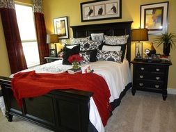 interior of bedroom with luxury wooden furniture