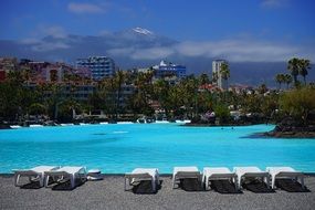 sun loungers swimming pool Mountain view