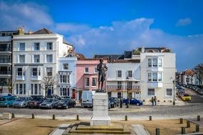 nelson monument on square in old town, uk, england, portsmouth