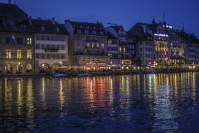 town center of lucerne at night