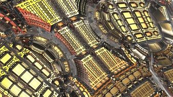colorful abstract metal construction, 3d render