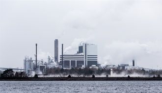 smoking factory on coast