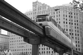 magnetic train in city, usa, washington, seattle