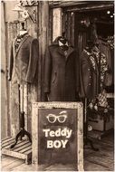 teddy bear shop in london, retro illustration