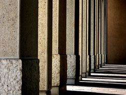 shadows through antique columns