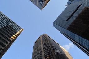 tops of skyscrapers at sky, usa, pennsylvania, philadelphia