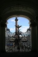 wrought iron gate of winter palace, russia, st petersburg