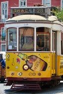 Colorful old town tram, portugal, lisbon