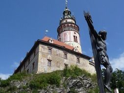 crucifix at castle, czech, krumlov