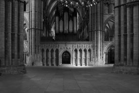 rood screen in medieval Cathedral Church of the Blessed Virgin Mary, uk, england, lincoln