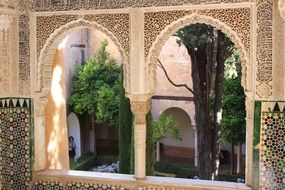 alhambra pattern window view garden