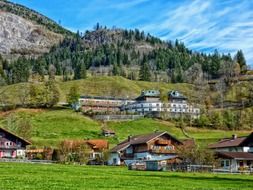 village in valley at mountains, germany, bavaria