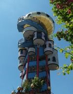 kuchlbauerturm, observation tower by hundertwasser at sky, germany, abensberg