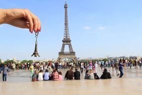 small big eiffel tower people paris france europe