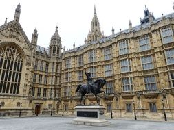 King Richard I equestrian statue at Westminster Palace, uk, england, london