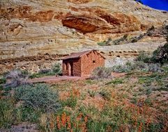 small brick building at rock, usa, utah