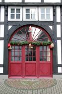 Christmas decoration on the front door