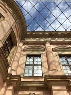 modern glass roof at historical museum, germany, berlin