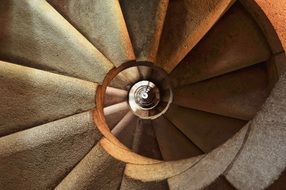 grey stone spiral staircase