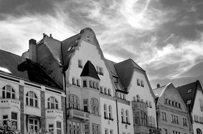 row of old terraced houses, germany, düsseldorf