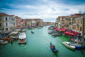 boats at canal grande waterfront, italy, venice