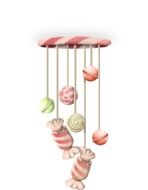 colorful candies, wind chimes, illustration