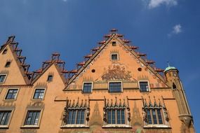 ornamented facade of town hall in ulm