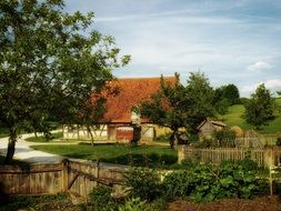 farm house and garden in countryside, germany