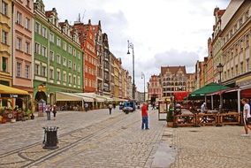 street cafe in old town, poland, wroclaw