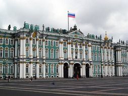 winter palace at cloudy day, russia, st petersburg