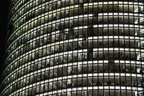 black white photo windows lights building