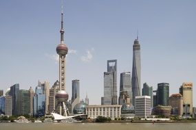 cityscape of tv tower in Shanghai in China