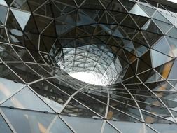 impressive glass tunnel in the facade of Zeilgalerie, germany, frankfurt