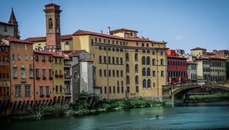 ponte vecchio at colorful waterfront, italy, florence