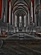 altar in gothic church interior, germany, wurzen