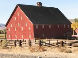 landscape of red barn in oregon