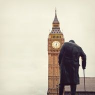 old man near big ben in london