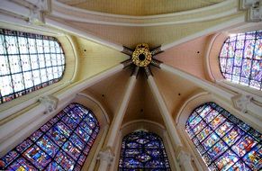 ceiling of gothic cathedral, fragment, france, chartres