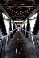 wooden covered bridge, perspective